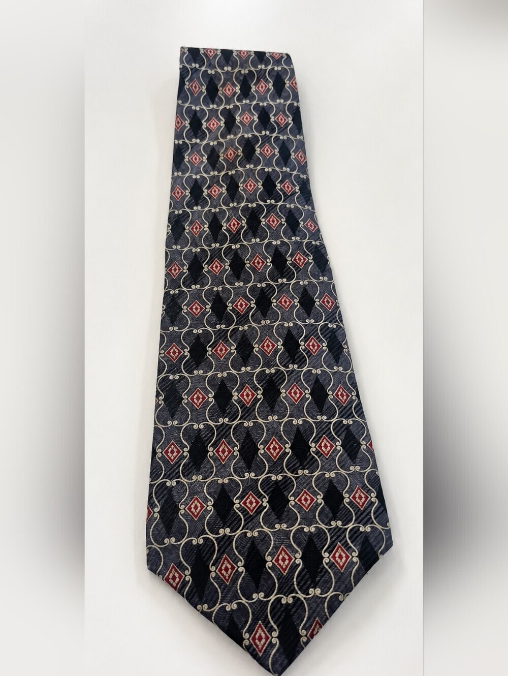 100% Silk Navy Patterned Tie